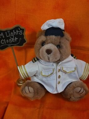 Titanic Navy Captain Teddy Bear Plush in White Uniform Brown